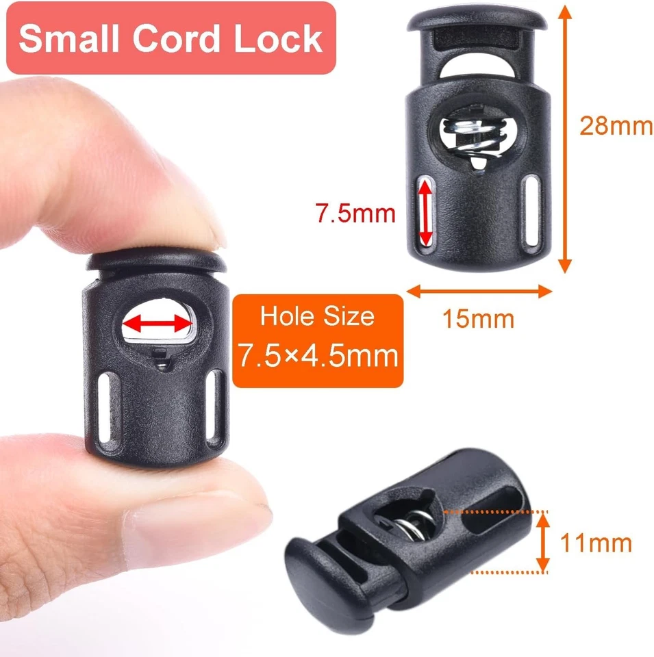 10 PIEZAS Cerraduras de cable de resorte de plástico para cordón, tapón de palanca Paracord Foto 2 de 4