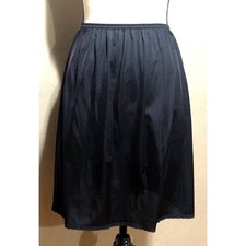 Vanity Fair Half Slip Under Skirt Women's Whimsigoth Black 20" Lace Large New
