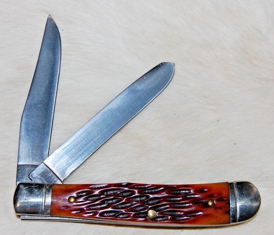 Cuchillo de bolsillo plegable Schrade + USA LTD Tennessee River Trapper TRT96 hueso de miel Foto 2 de 4