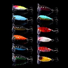 12PCS 4cm/4.4g Insect Cicada Fishing Lure Crankbait Bass Topwater Bait Tackle