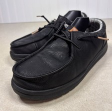 Hey Dude Youth Pauly Classic Black Faix Loafer Sz J6 Casual Shoes