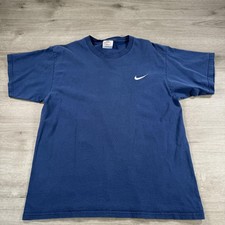 Vintage Nike Shirt Mens Medium Blue Made In USA Swoosh Logo Crewneck 90s READ