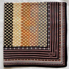 VTG Handkerchief Cotton Brown Orange Feather Arrow  Vertical Pocket Square 16