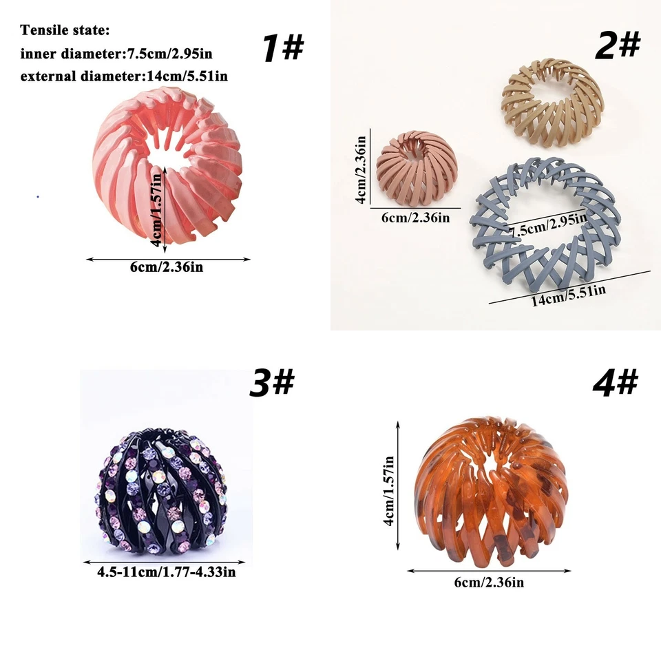 Horquilla para moño de pelo cola de caballo expandible nido de pájaro para mujeres clip garra niñas✿ Foto 3 de 4