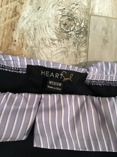 Damen Heart Soul Blau Schulterfreies Langarmshirt mit Nadelstreifen Gr. M - Bild 3 von 5