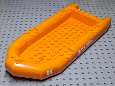 Lego Boot Gummifloß 10x21 groß + Aufkleber: '04 Küstenwache' [62812pb13] orange