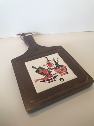 Vintage Wooden Ceramic Tile Cheese Cutting Board made in Japan - Picture 10 of 10