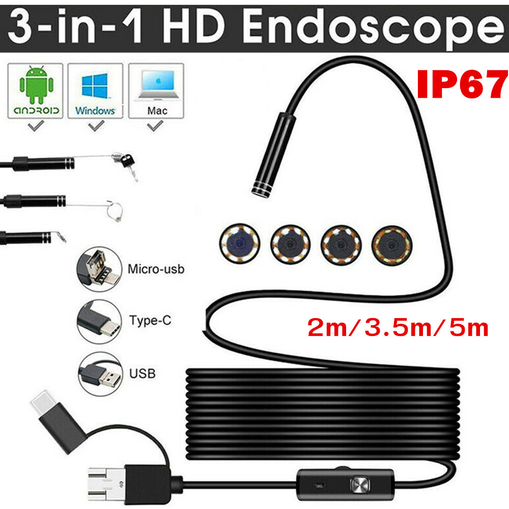 3in1 USB Endoscope Borescope Inspection Tube HD Camera For Android Mobile  Phone | eBay