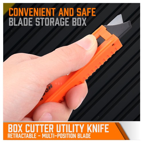 Retractable Box Cutter Utility Knife Lockable 18mm & 9mm Spare Stanley Blades - Picture 7 of 9