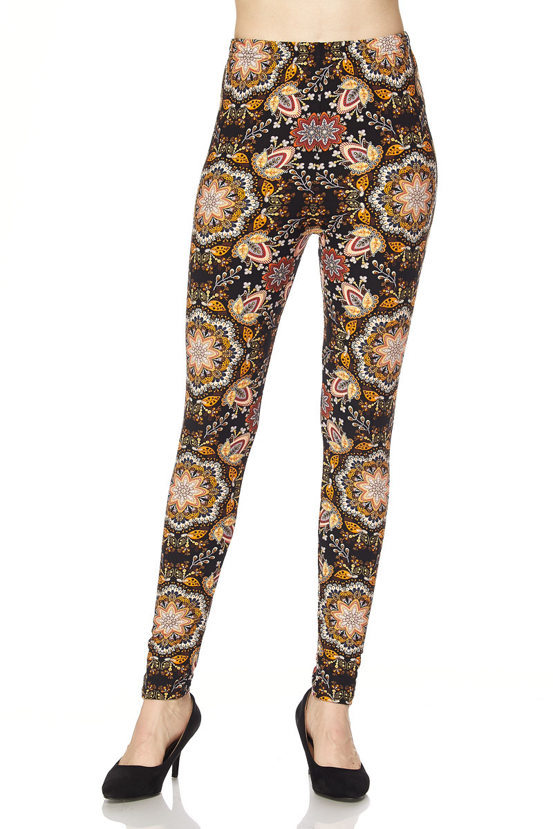 Leggings TC/259 Buttery Soft Always Brushed Black w/Print ONE SIZE
