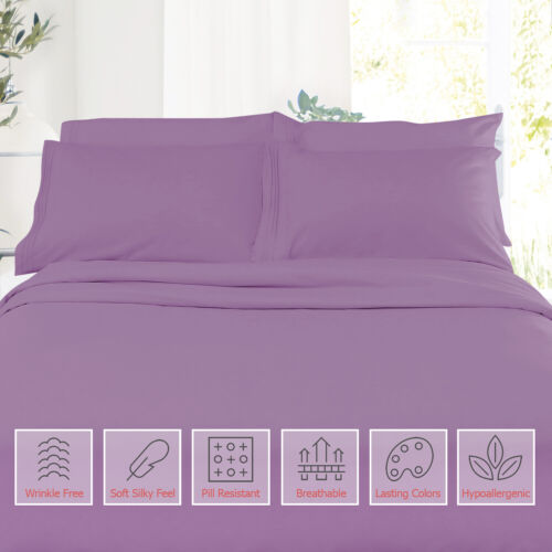 Ensemble de 4 draps de lit 1800 Queen ou King ultra doux microfibre poche profonde - Photo 160/360