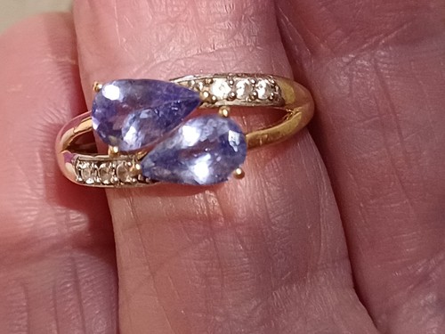 9k Gold Grade AA + Tanzanite & White Spinel Gold Ring. - 第 9/12 張圖片