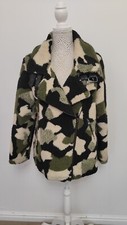 Me Jane Camo Teddy Faux Fur Fleece Zip Jacket Size L