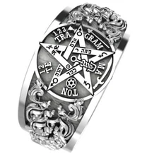 925 Sterling Silver Ceremonial Magic Seal of Solomon Tetragrammaton Band Ring