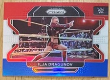 ILJA DRAGUNOV, RARE ! 2022 WWE PRIZM RED, WHITE, & BLUE REFRACTOR CARD