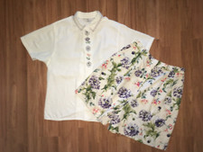 VTG Portraits Northern Isles Embroidered Top Blouse High Waist Shorts Set Sz 16