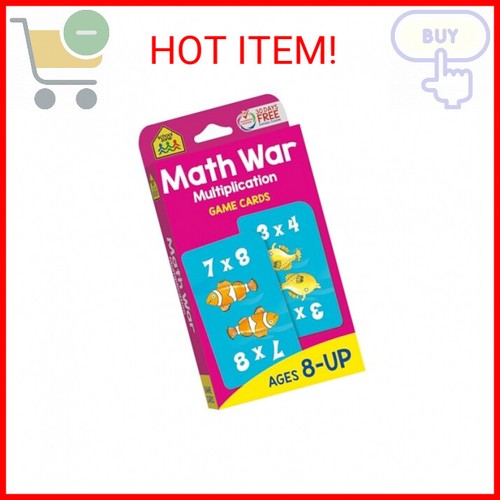 School Zone - Math War Multiplication Game Cards - Ages 8+, 3rd Grade, 4th Grade