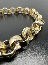 9ct Solid Gold 7.5 INCH 7mm Wide Plain & Engraved Round Belcher Bracelet - Boxed
