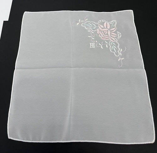 Ladies Handkerchief White Embroidered Pastel Flowers Hankie Floral Polyester - Picture 12 of 18