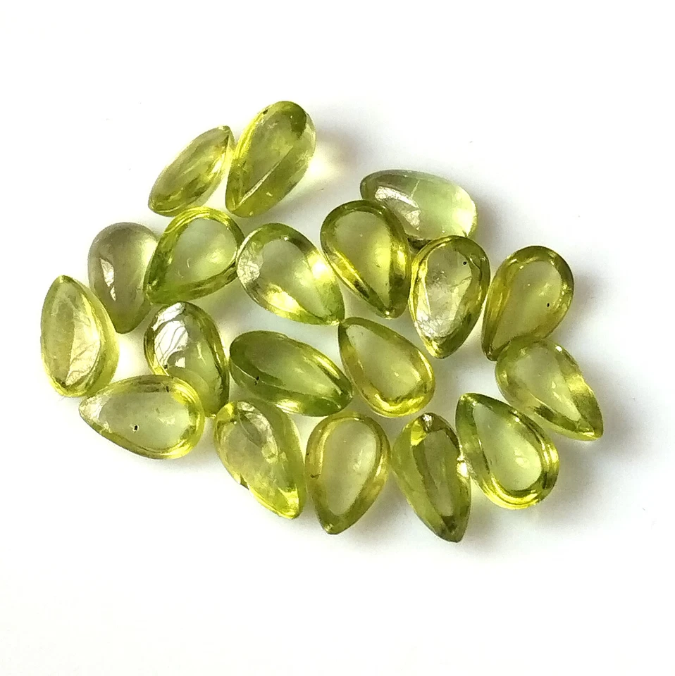 6X4 mm Pear Natural Green Peridot Cabochon Calibrated Wholesale Loose Gemstone - Image 3 of 4