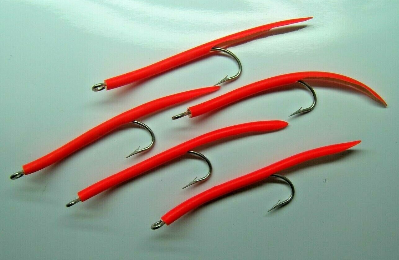 Saltwater fishing 5 pack  9/0 31022 Mustad Latex Tube hooks Striper jig lure Red