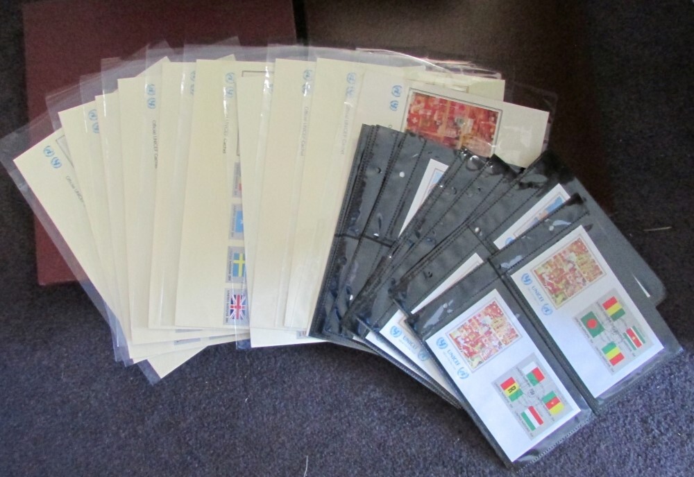 UNITED NATIONS UNICEF FLAG STAMP COLLECTION COMPLETE RARE 1980