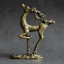 Chinese Bronze Copper Statue Hand Carved Sika deer Figurines梅花鹿80028