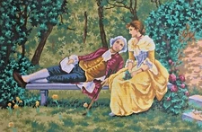 LARGE Vintage Tapestry Canvas "F. Andreotti" by Collection d'Art Design# 14.274