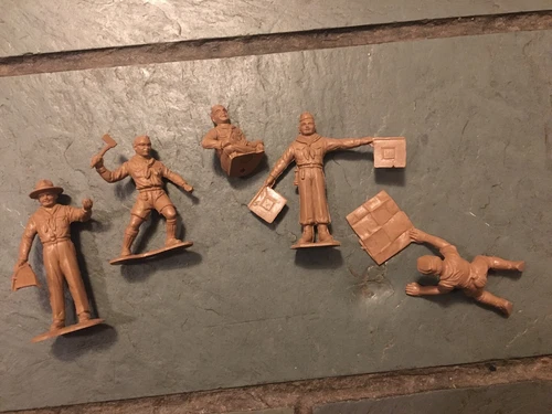 MARX BOYS CAMP PLAYSET 5 RARE MATCHING BROWN SP 54mm BOY SCOUTS EXCELLENT