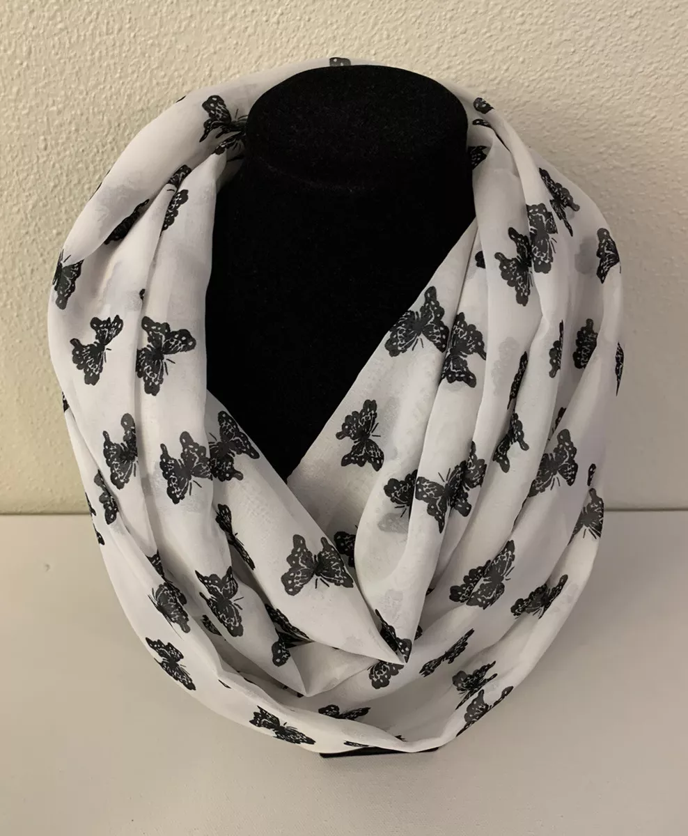 Scarf Infinity Handmade New Butterfly Accessory white black | eBay