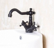 Oil Rubbed Bronze Dual Handle Single Hole Bathroom Basin Faucet Mixer Tap znf143