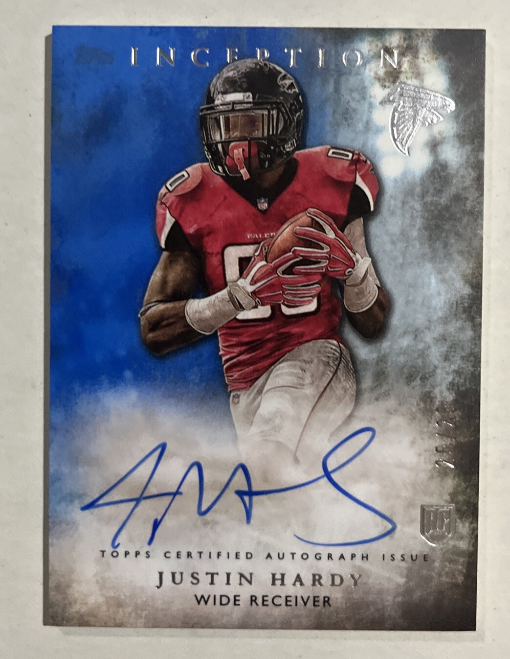 Justin Hardy Topps Inception Rookie Autographs #RA29 Blue