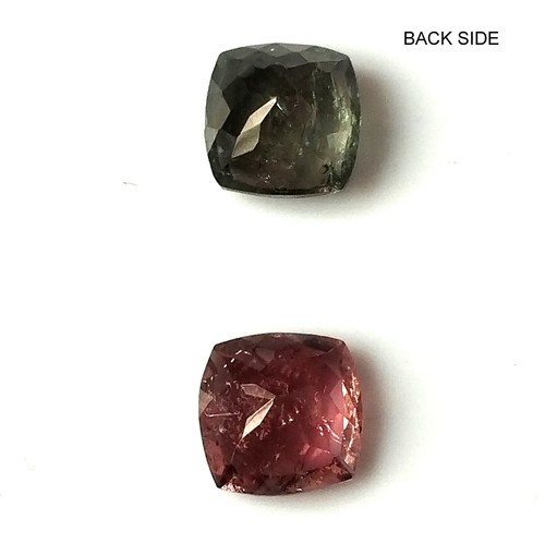 Natural Cushion Cut Tourmaline 7X7 mm Pink,Green Color Faceted Gemstone 2 Piece - Picture 5 of 5