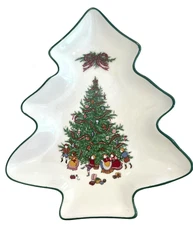 R.H. Macy Co. Tannenbaum Christmas Tree Candy Nuts Tidbit Dish 8" x 6.75 Vintage