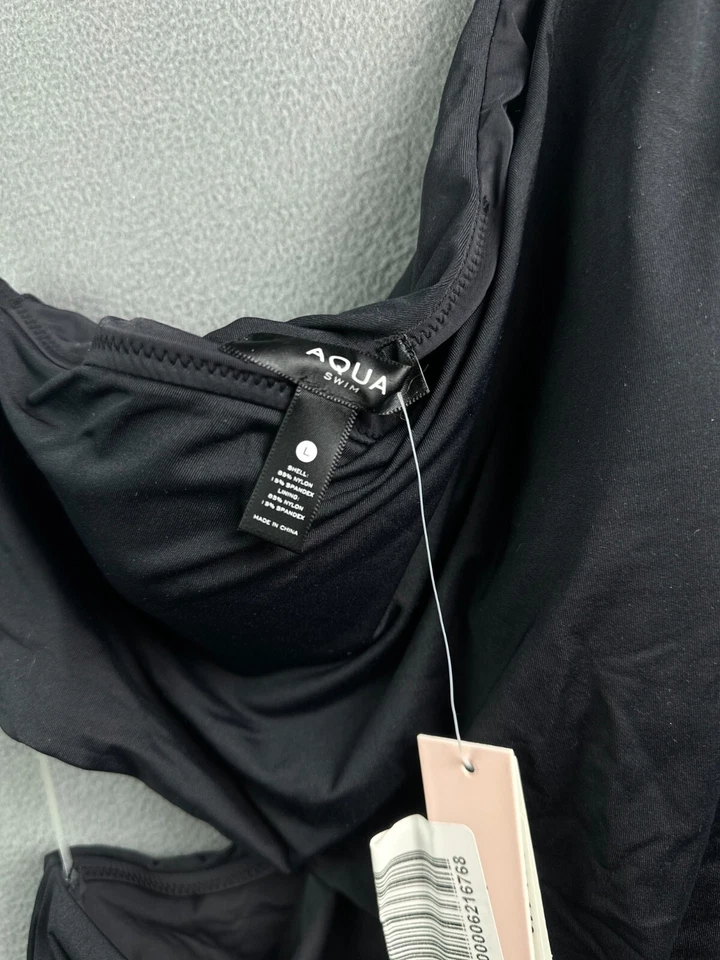 Nuevo con etiquetas Traje de baño de una pieza grande con un hombro corte lateral negro aguamarina natación para mujer B Foto 3 de 4