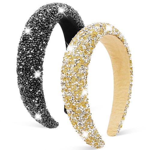 Jeweled Knotted Headband for Women Girls Sparkly Crystal Rhinestone Headband - Picture 2 of 11