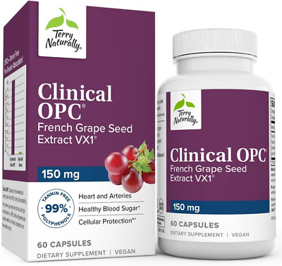 Terry Naturally Clinical OPC 150mg, 60 Vegan Capsules, French Grape Seed Extract
