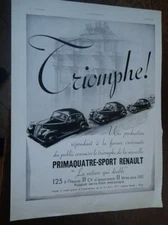 Renault Primaquatre Sport 205 + Eversharp + Advertising Paper Illustration 1939