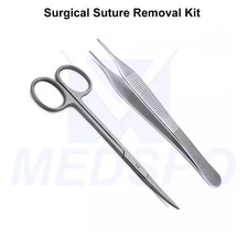 Surgical Suture Removal Kit Set Of 2 Iris Scissors Adson Tweezers Forceps CE