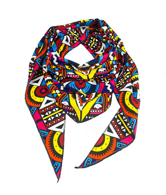 Foulard Triangle écharpe Wax Africain Tissu Ethnique Motifs Originaux - Neuf Sans étiquette