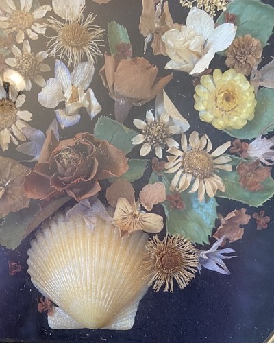 Vintage Handmade Shell Art Floral Decor Wall Art Shadowbox Frame by Helen Tanner - Picture 2 of 10