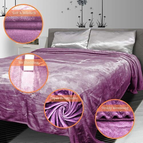 Luxury Flannel Blanket Soft Warm Reversible Fleece Blanket Throw Queen-King Size - Picture 10 of 35
