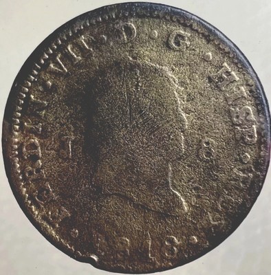 200 Year Old Old Large 1818 Spanish 8 Maravedis King Ferdinand VII Rare Coin