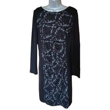 Phase Eight Dress Size 16 Stretch Devore Lace Patterned Ruched Office Work NEW