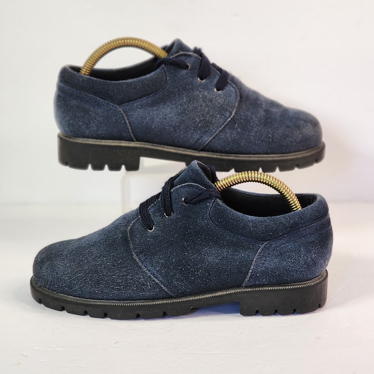 Lands End Navy Blue Suede Womens Ladies Lace Up Shoes 1/2 B 61769