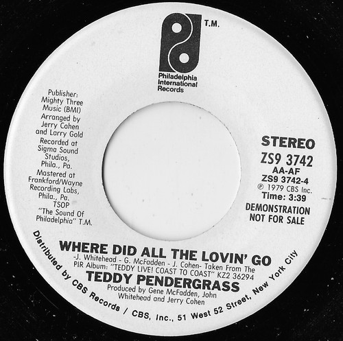 It's You I Love / Where Did All The Lovin' Go / Teddy Pendergrass (Promo) NM - Picture 2 of 2