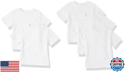 Amazon Essentials Toddler Boys' Short-Sleeve T-Shirts, Pack of 5, White, 4T