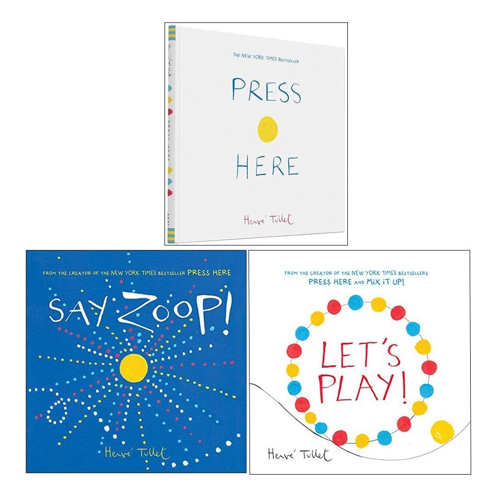 Herve Tullet Collection 3 Books Set (Press Here, Let's Play, Say Zoop!) NEW