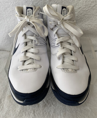 Nike Men\'s Air Max Elite Athletic Shoes Mens Nike Air Max Elite Basketball High Top Shoes Blue White  main image 4