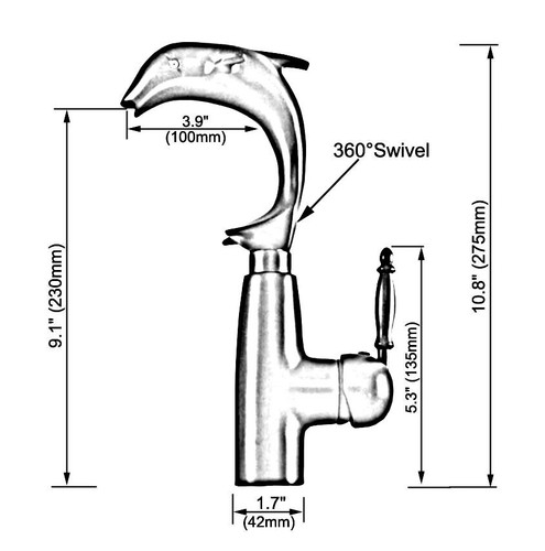 Polished Chrome Dolphin Shape Bathroom Basin Sink Faucet Single Hole Mixer Tap - Picture 2 of 7